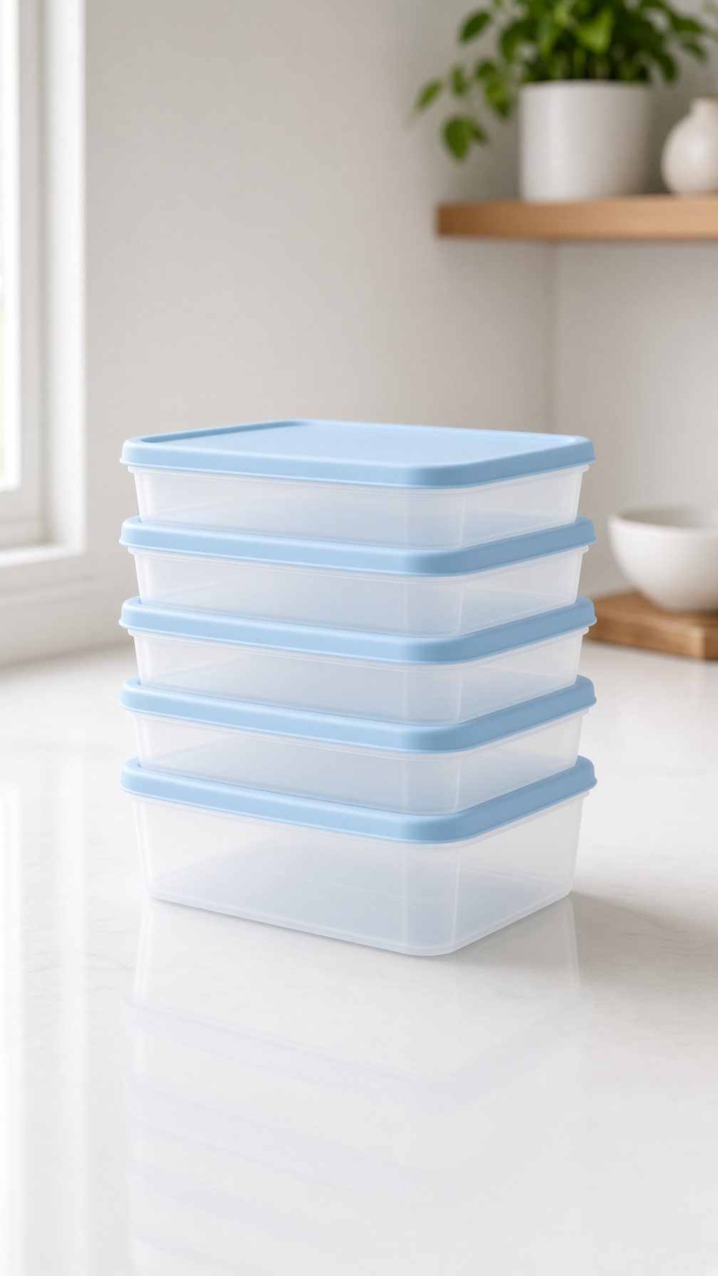 Gestapelte Meal-Prep-Boxen in der Küche